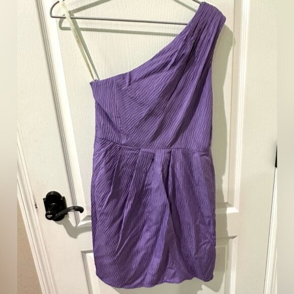 Shoshanna Lavender One Shoulder Silk Dress - Picture 7 of 13